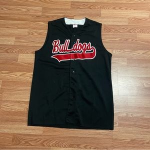 Vintage Wilson Men’s Baseball Jersey Sleeveless Large Made In USA Bulldogs Black
